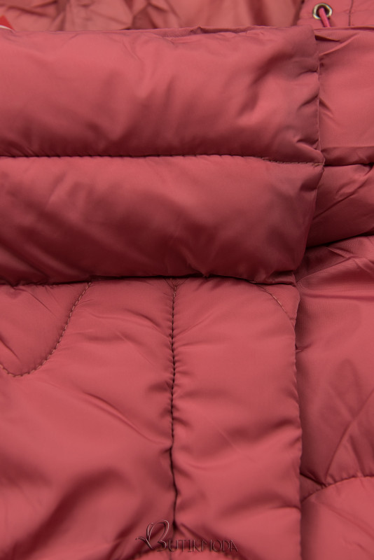 Vintage-rózsaszínű téli kabát steppeléssel