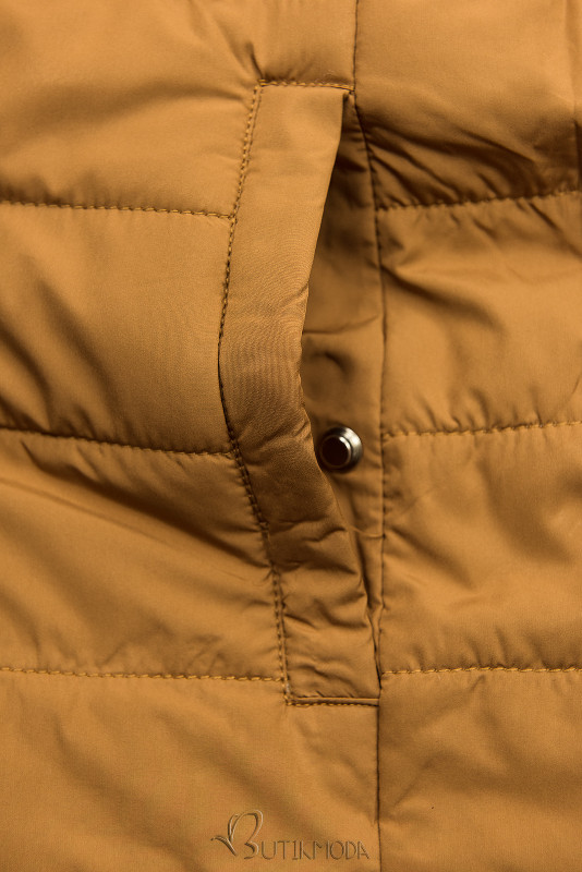 Fekete és karamellszínű pöttyös kifordítható kabát