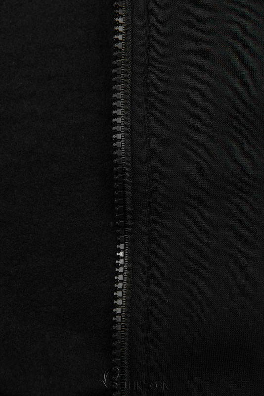 Fekete színű hosszított felső kapucnival