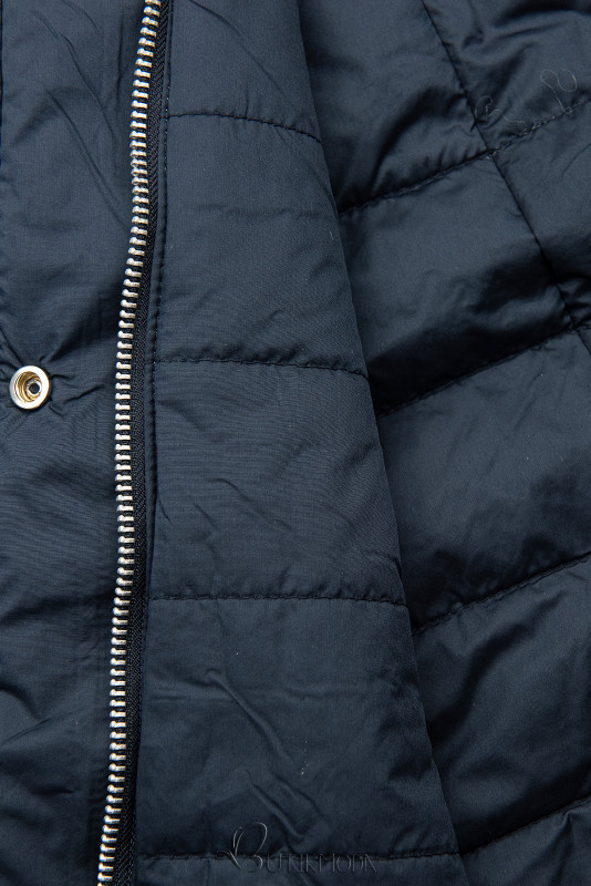 Kifordítható kabát behúzással - sötétkék és kék színű