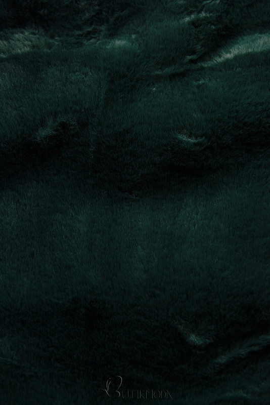 Sötétzöld színű téli kabát nagy kapucnival