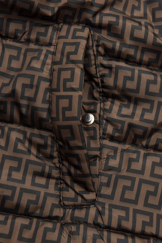 Tégla és barna színű steppelt kifordítható kabát