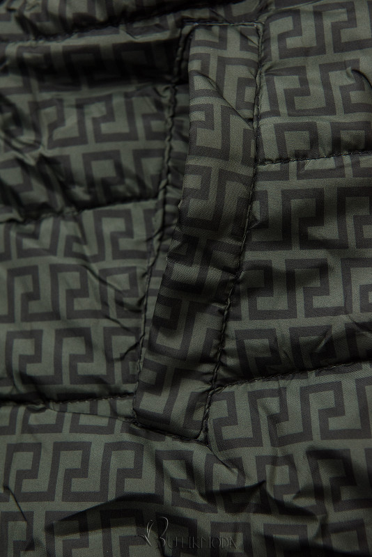 Khaki színű steppelt kifordítható kabát