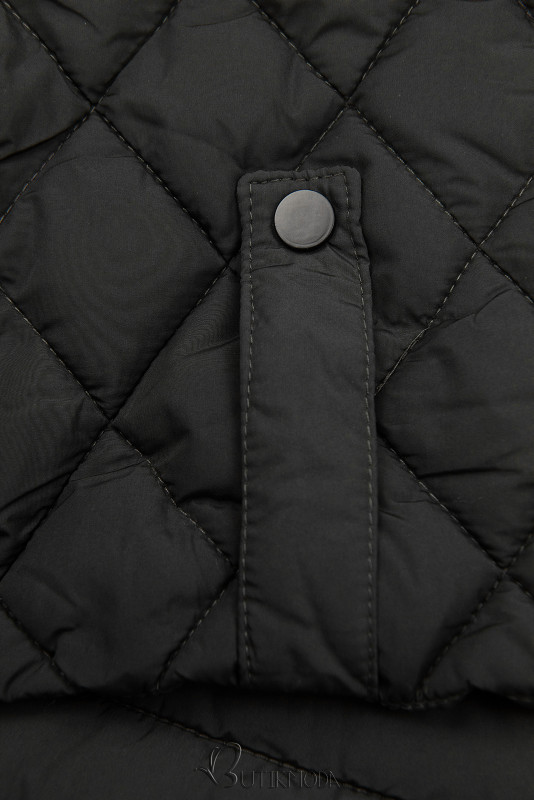 Fekete színű átmeneti steppelt kabát