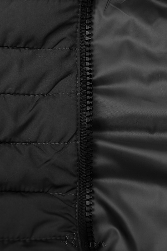 Fekete színű átmeneti steppelt kabát
