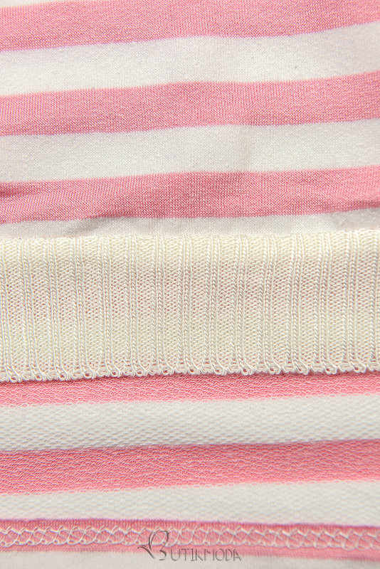 Fehér és rózsaszínű csíkos póló