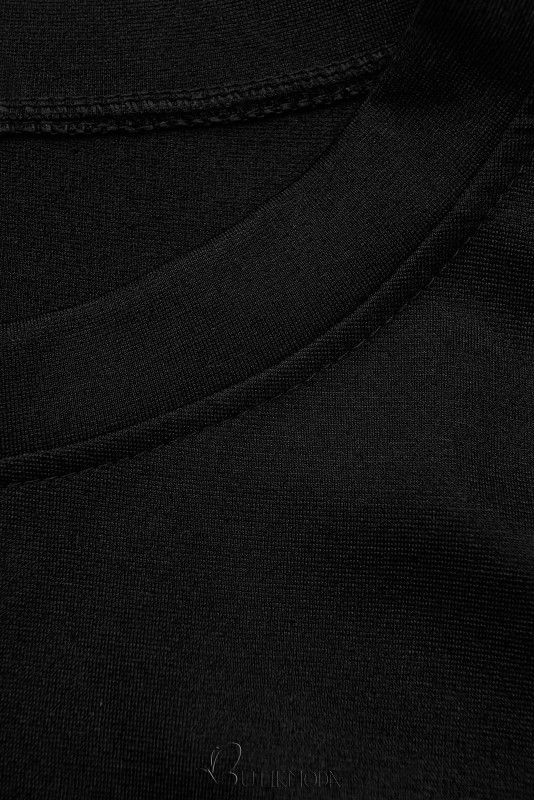 Fekete színű pulóverruha csipkével
