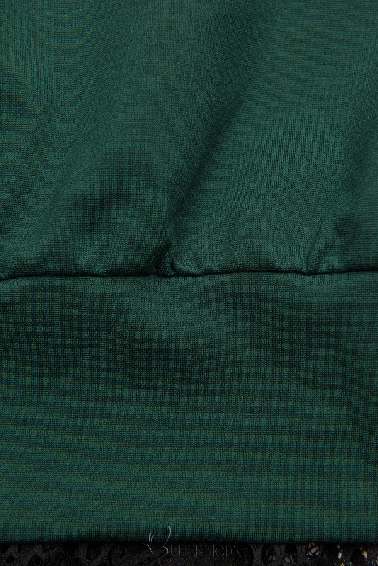 Zöld színű pulóverruha csipkével