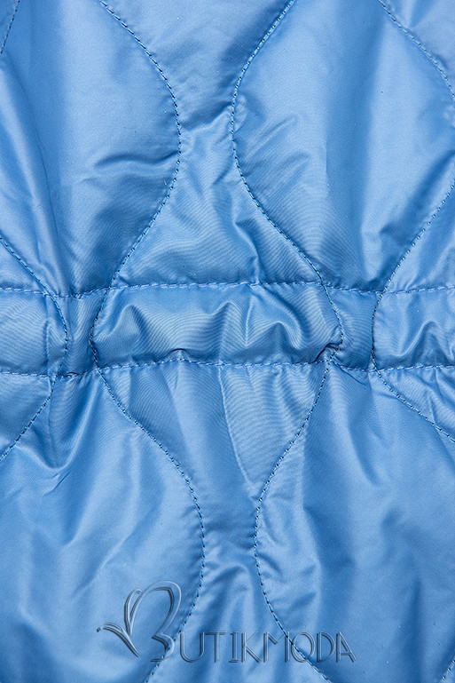 Kék színű kapucni nélküli steppelt dzseki