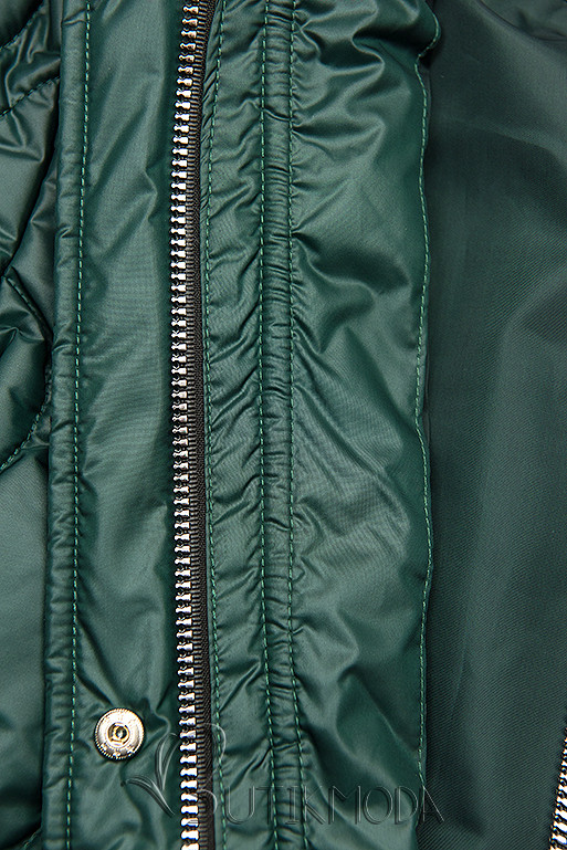Zöld színű kapucni nélküli steppelt dzseki