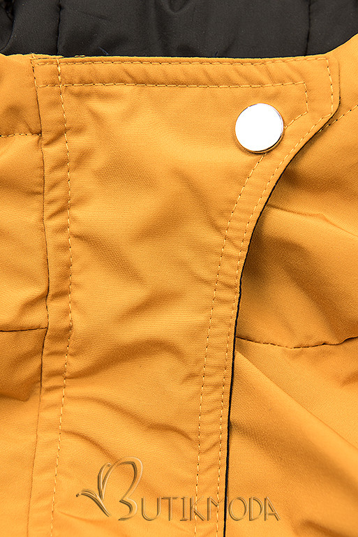 Kifordítható kabát behúzással - sárga és fekete színű