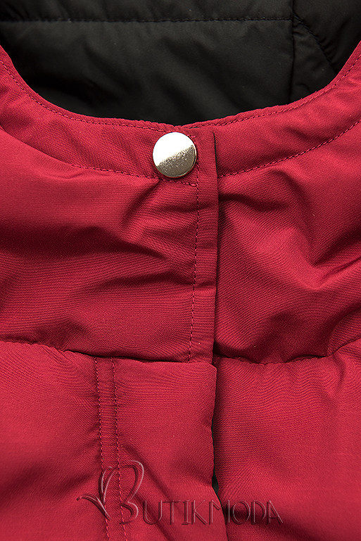 Hosszított kifordítható parka - piros és fekete színű