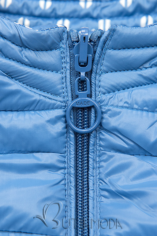 Kék színű rövid kifordítható dzseki