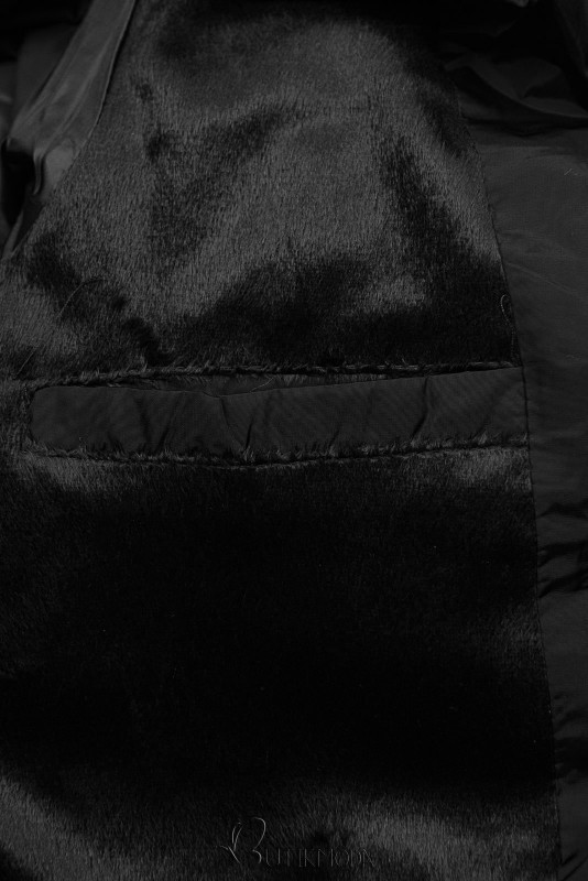 Fekete színű téli kabát steppelt kivitelben