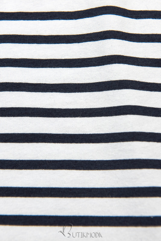 Kék és fehér színű, bő szabású csíkos ruha III.