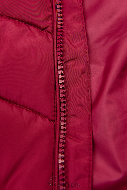 Borvörös színű steppelt kabát az őszi/téli szezonra