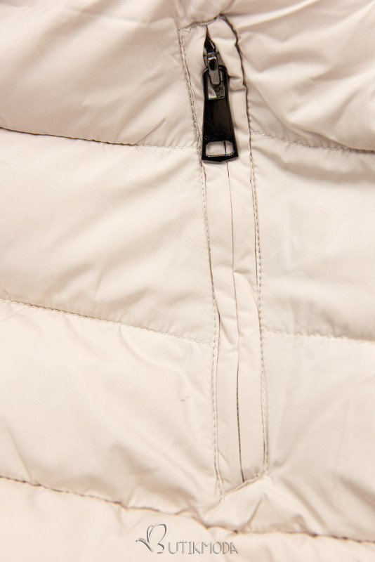 Kifordítható téli kabát szőrmével  - sötétkék és ekrü színű