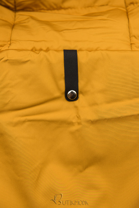 Mustársárga színű steppelt könnyű kabát