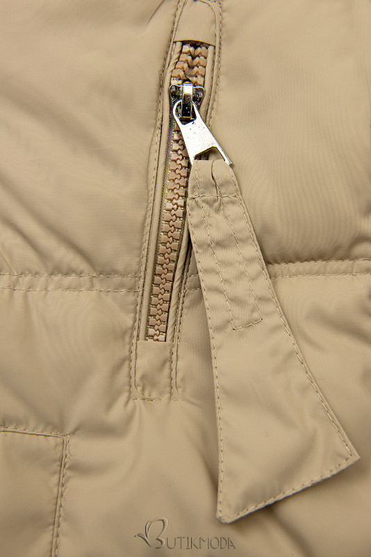 Sötétbézs színű átmeneti kapucnis dzseki