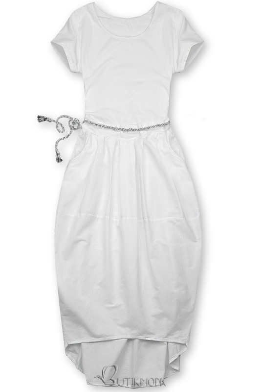 Fehér színű midi ruha basic stílusban