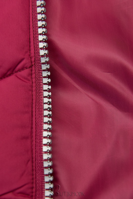 Borvörös színű könnyű steppelt kabát