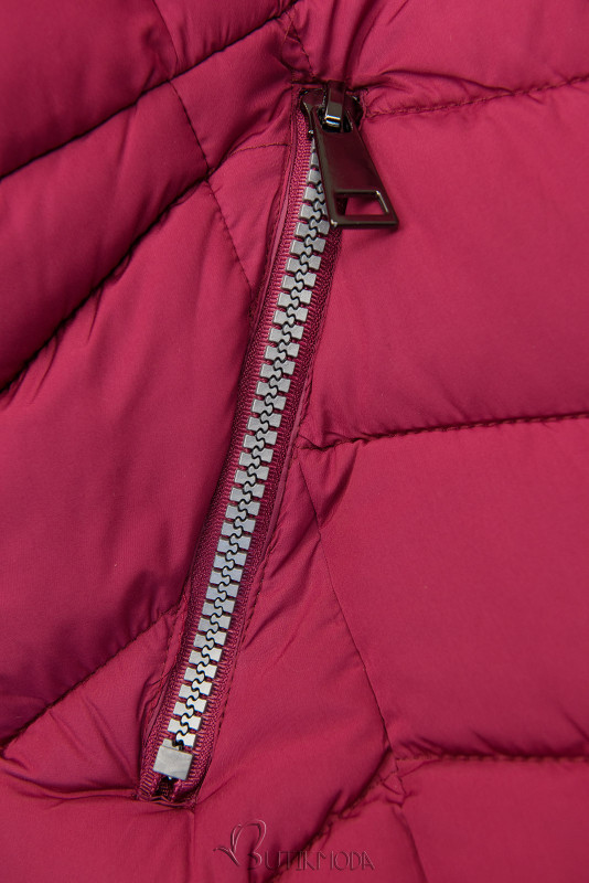 Borvörös színű könnyű steppelt kabát