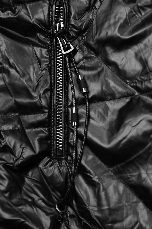 Fekete és fehér színű fényes kifordítható kabát