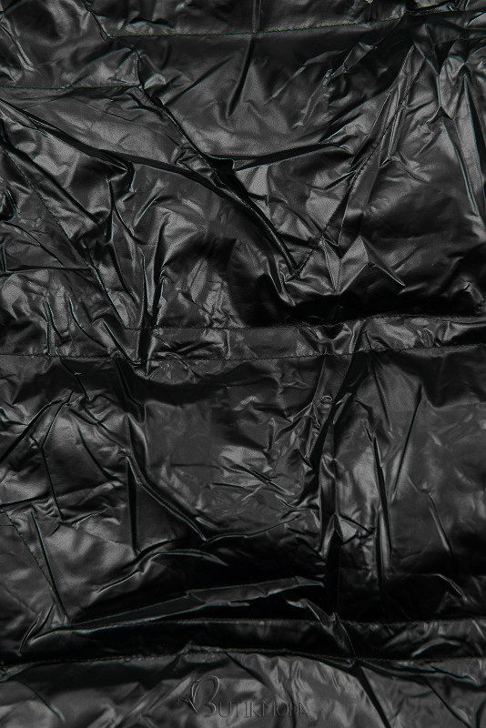 Fekete és barna színű fényes kifordítható kabát