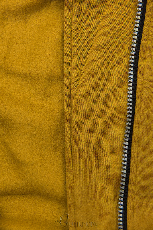 Mustársárga színű felső cipzárral