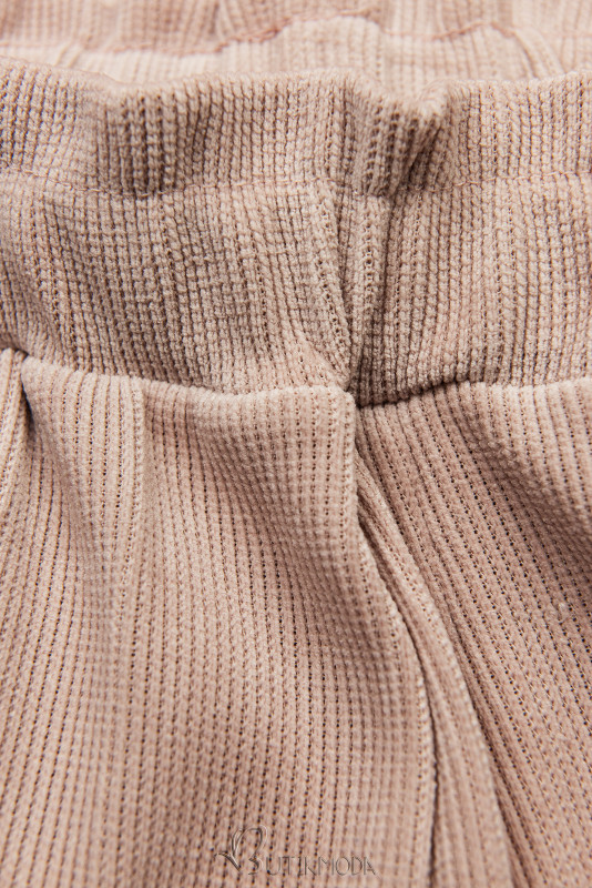 Vintage-rózsaszínű laza nadrág derekán gumival