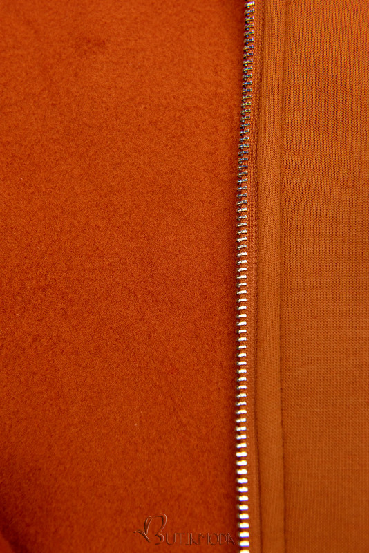 Terrakotta színű cipzáras felső kapucnival