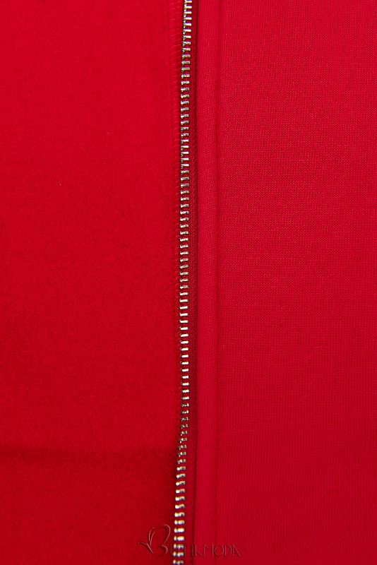 Piros színű cipzáras felső kapucnival
