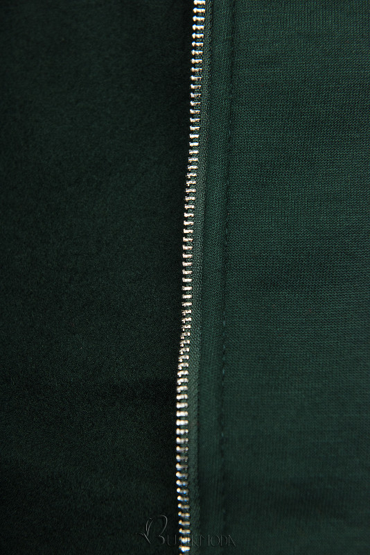 Smaragdzöld színű cipzáras felső kapucnival