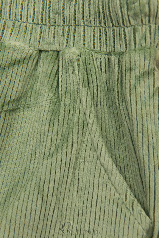 Zöld színű laza nadrág kordbársony mintával