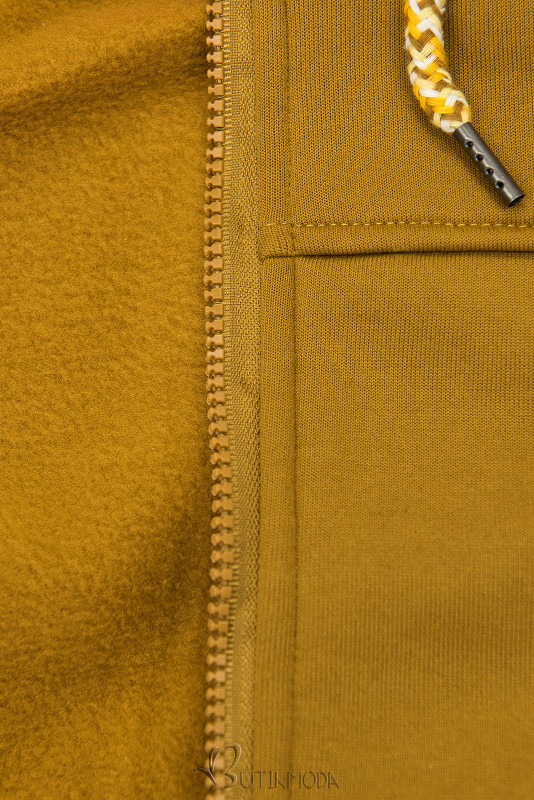 Mustársárga színű felső formázott derékkal