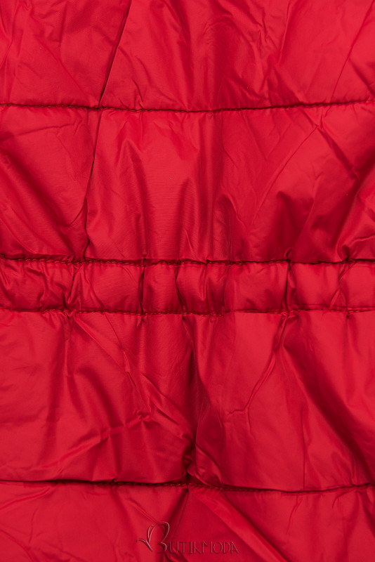 Piros és szürke színű kifordítható téli parka