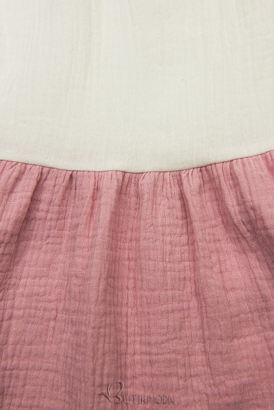 Fehér, rózsaszín és kék színű pamut ruha