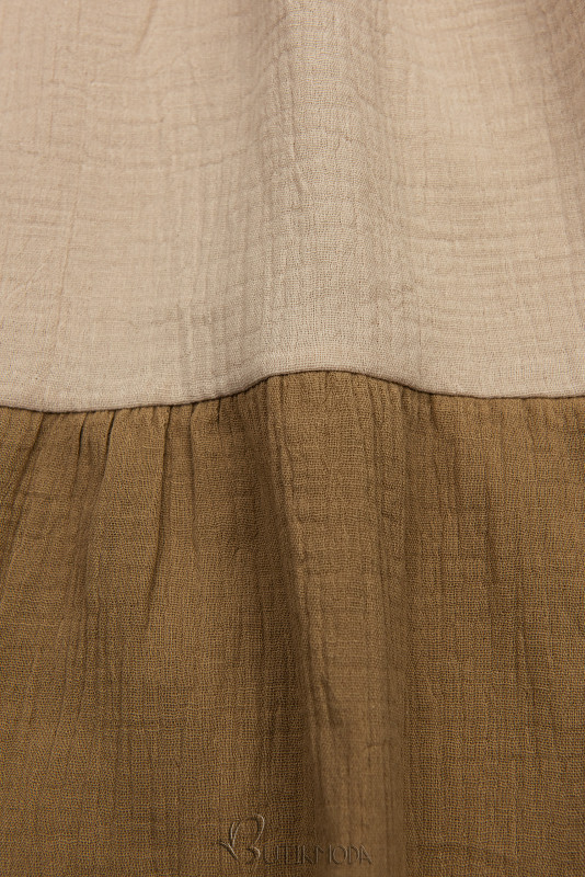 Fehér, cappuccinobarna és barna színű pamut ruha
