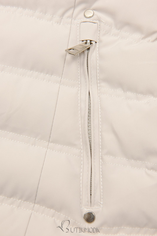 Ekrü színű téli kabát szürke színű béléssel