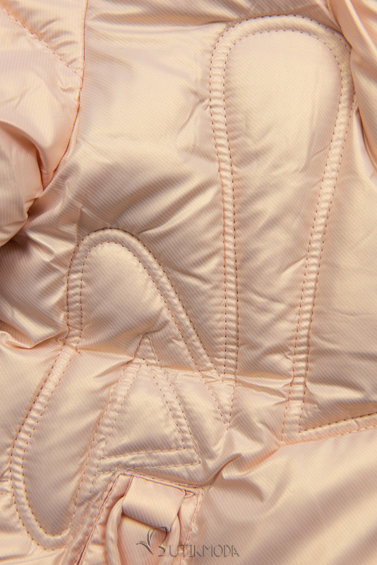 Téli kabát műszőrmével - rózsaszínű