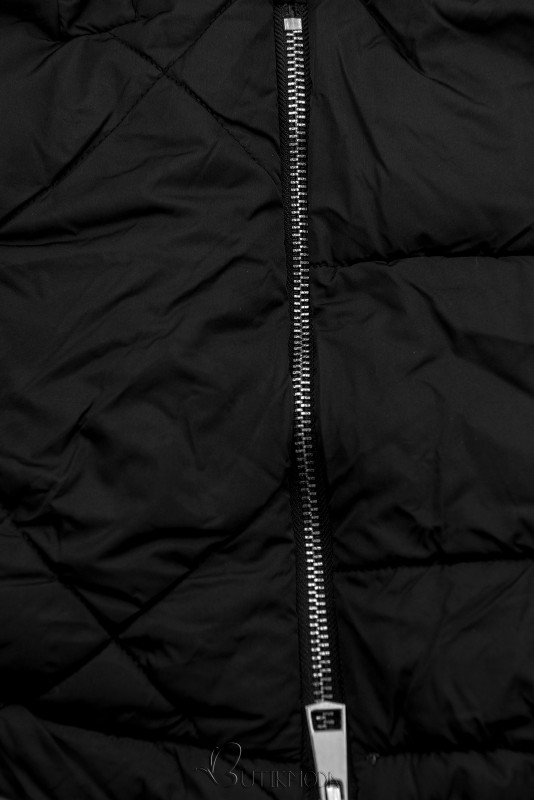 Kifordítható téli parka - fekete színű