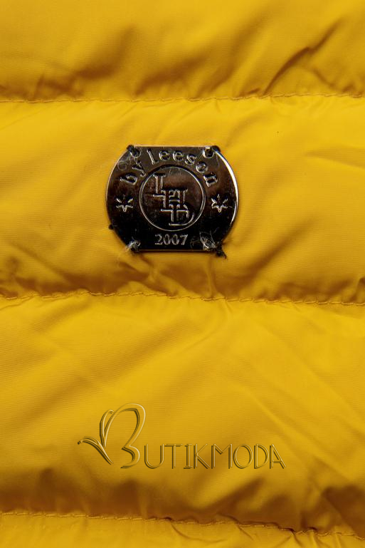 Téli steppelt kabát kapucnival - sárga színű