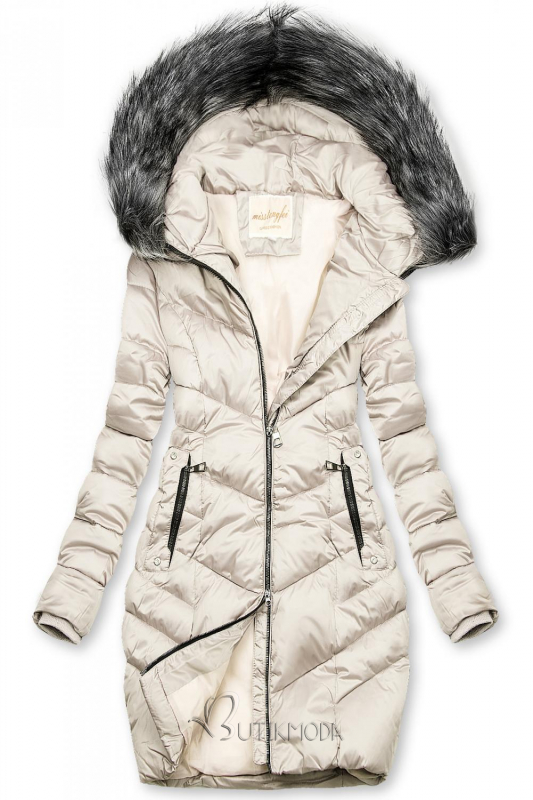 اسبح بشكل عام مقايضة  Krémszínű steppelt téli kabát