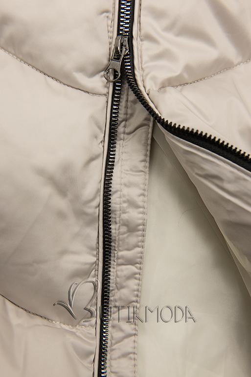 Krémszínű steppelt téli kabát