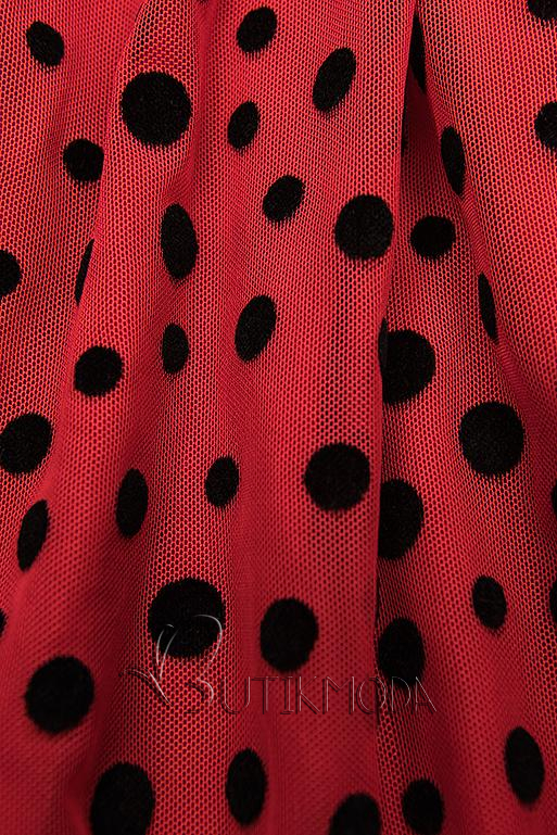 Piros színű ruha pöttyökkel