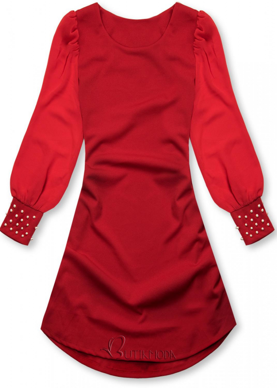 Piros színű elegáns A-vonalú ruha