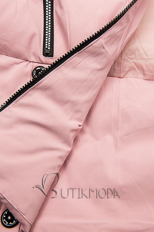 Rózsaszínű téli steppelt kabát