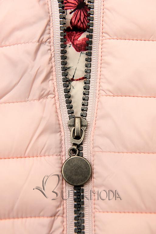 Rózsaszínű steppelt dzseki kapucnival