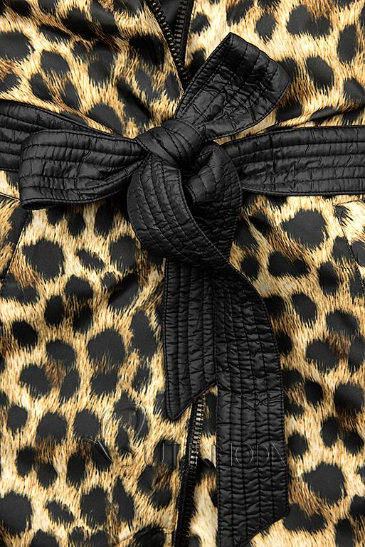 Fekete színű/leopárdmintás kifordítható kabát