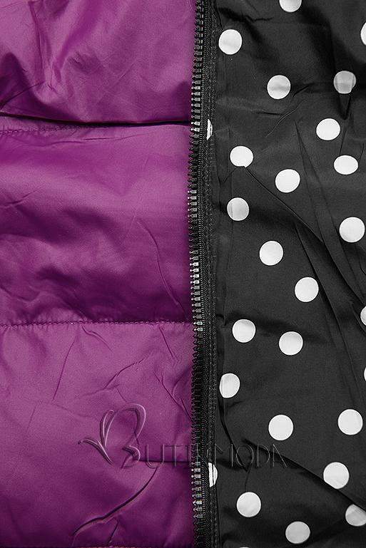 Lila színű/pöttyös kifordítható kabát
